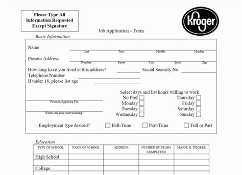 apply kroger|printable kroger application.